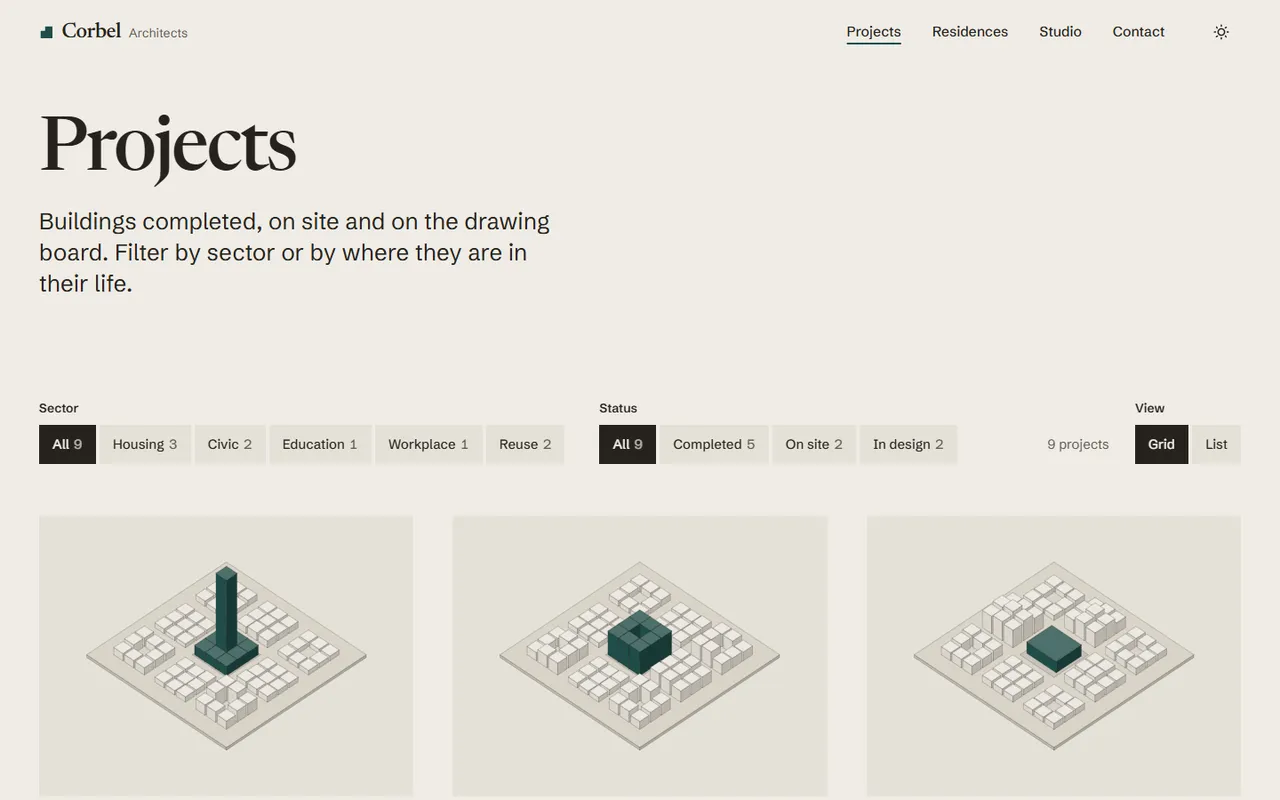 Atrium: projects page