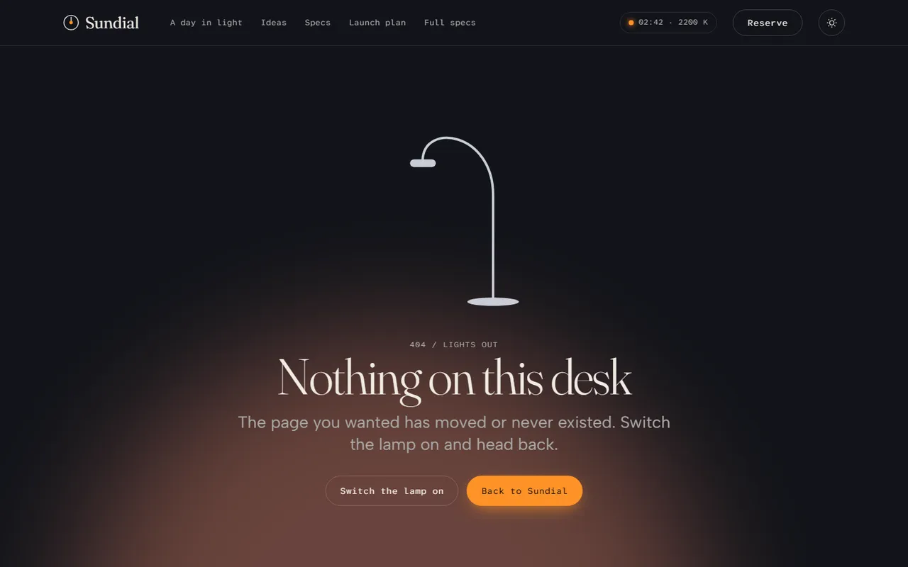 Daylight: 404 page, dark theme