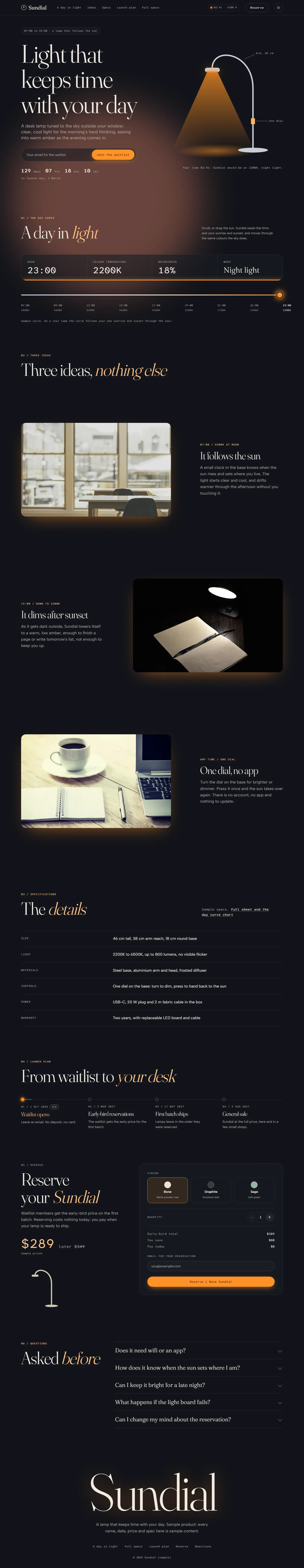 Daylight home page, dark theme, at 1440 pixels wide