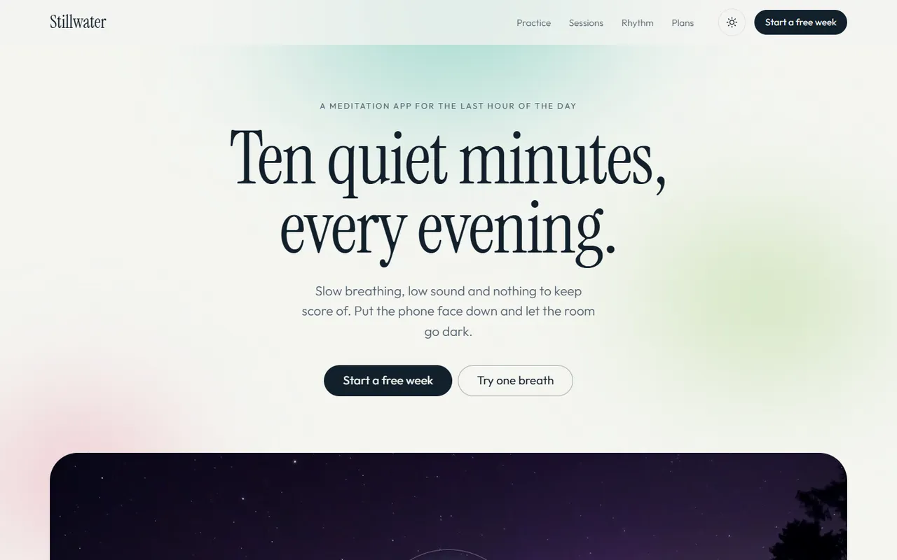 Stillwater home page, light theme
