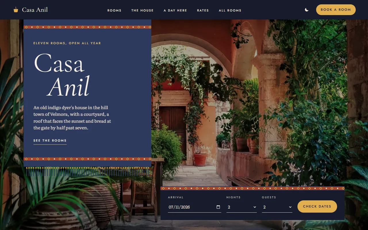 Casa Anil: home 1440 fold dark page