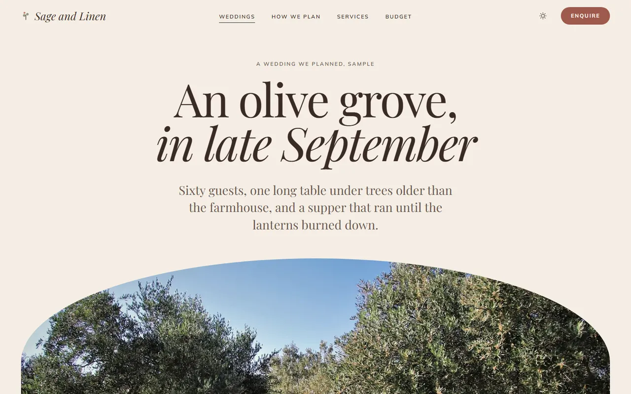 Sage and Linen: weddings page