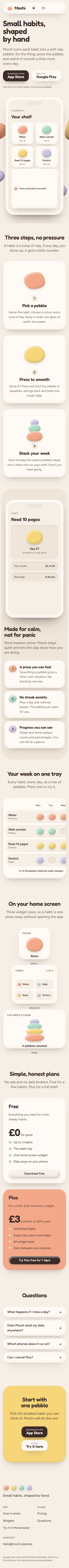 Mochi on a phone, 390 pixels wide