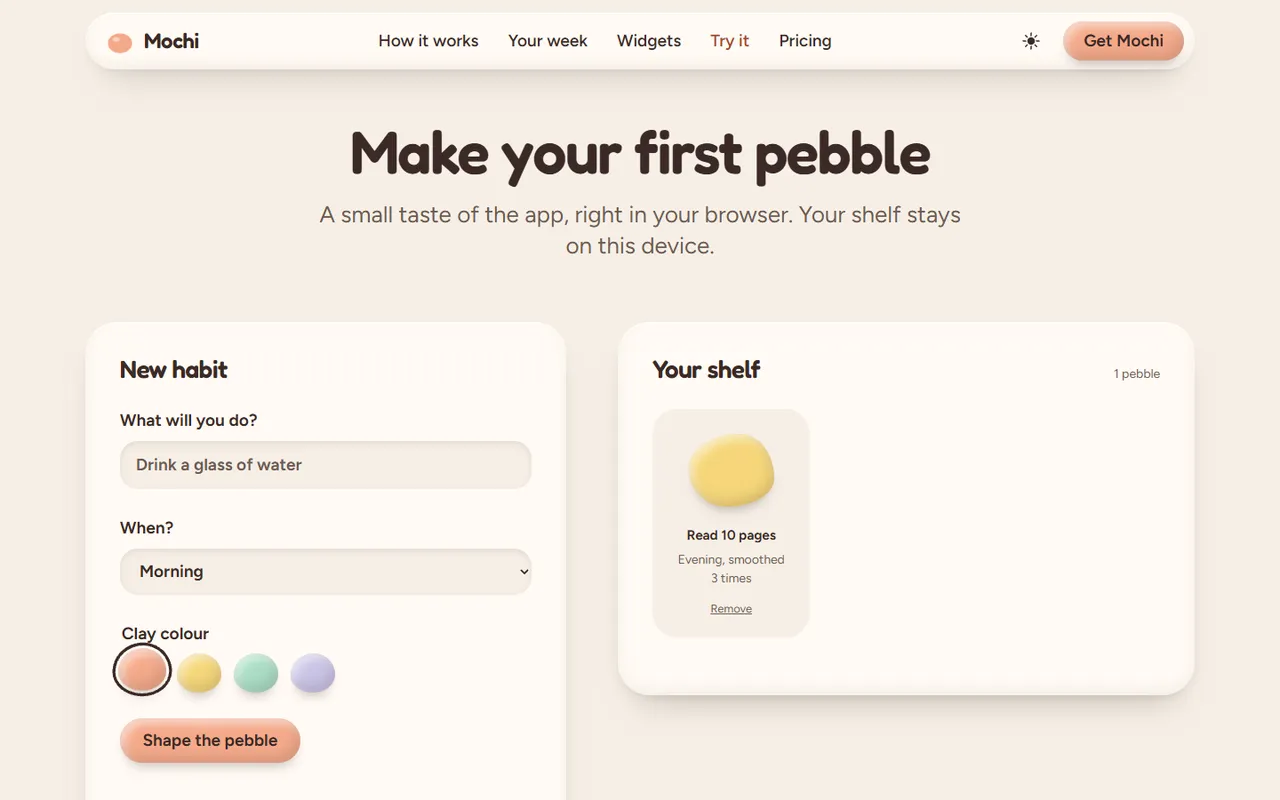 Mochi: try page