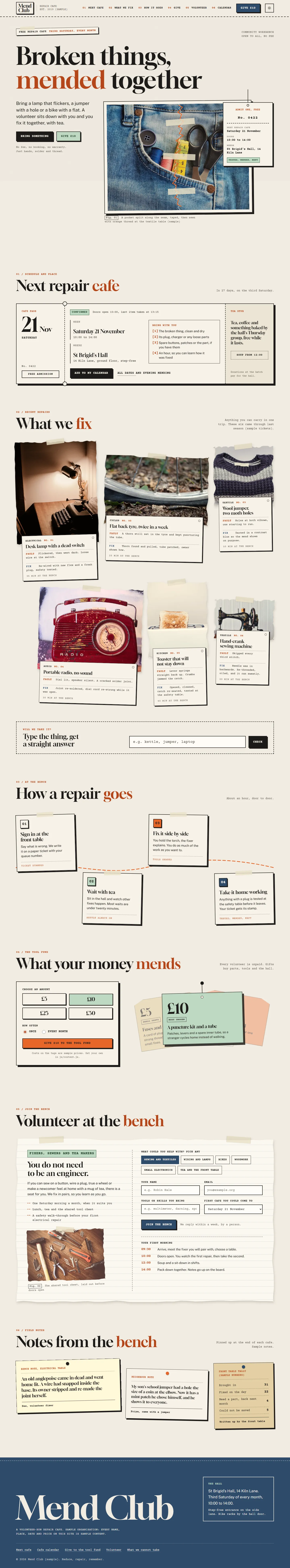 Mend home page, light theme, at 1440 pixels wide