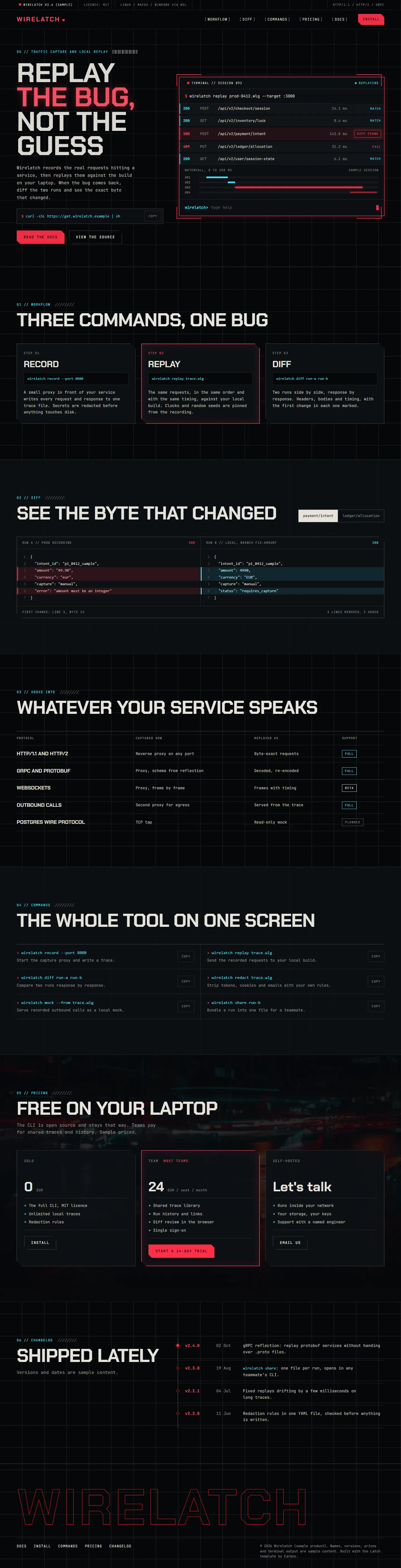 Latch home page, light theme, at 1440 pixels wide