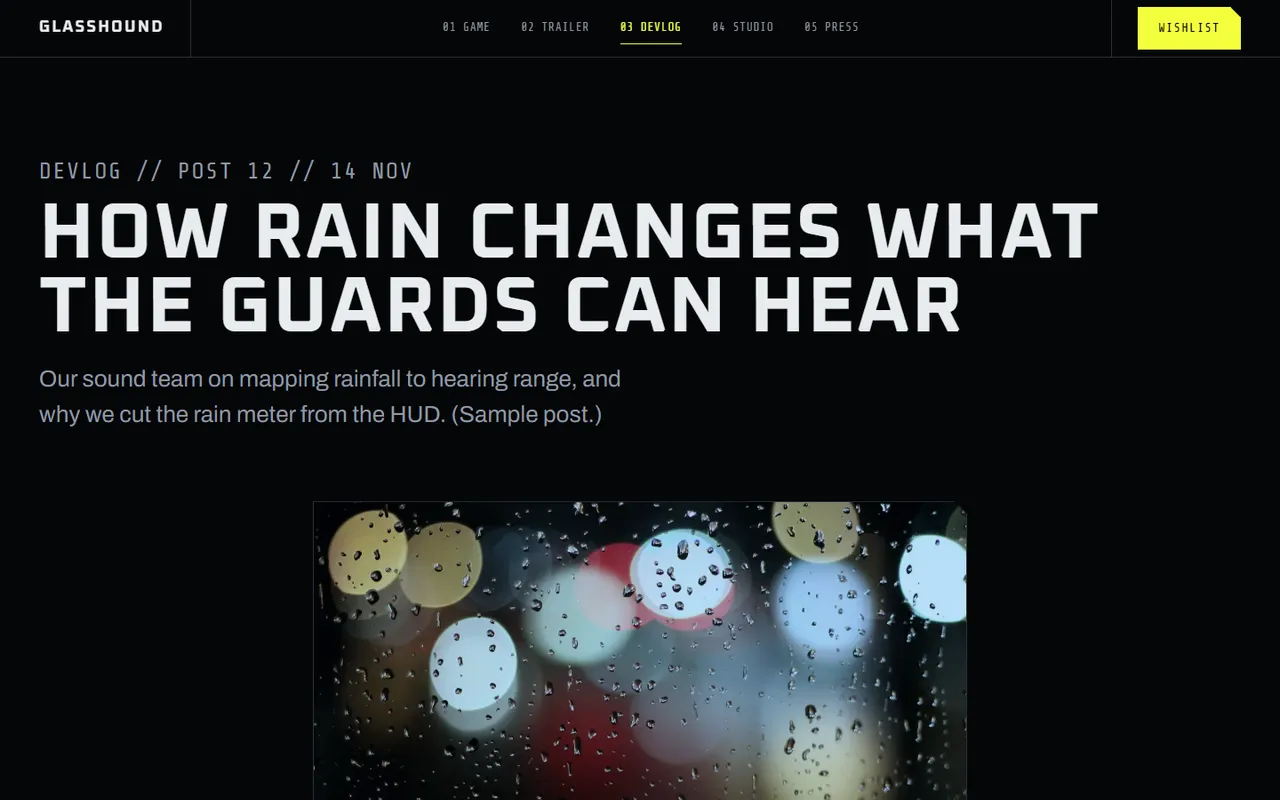 Glasshound: devlog page