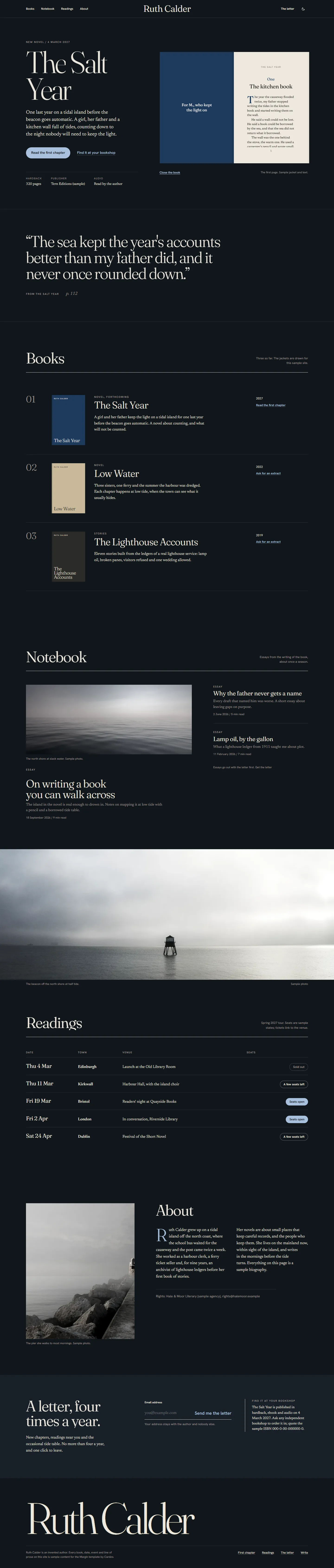 Margin home page, dark theme, at 1440 pixels wide