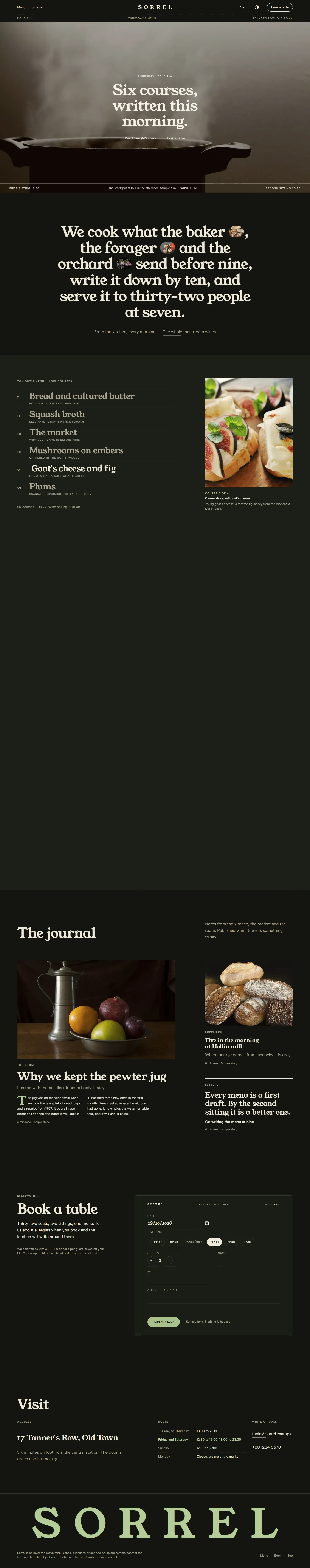 Folio home page, dark theme, at 1440 pixels wide