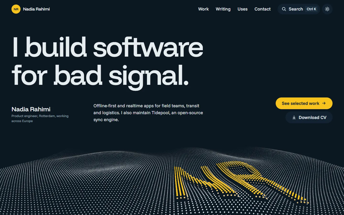 Folio home page, light theme, at 1440 pixels wide