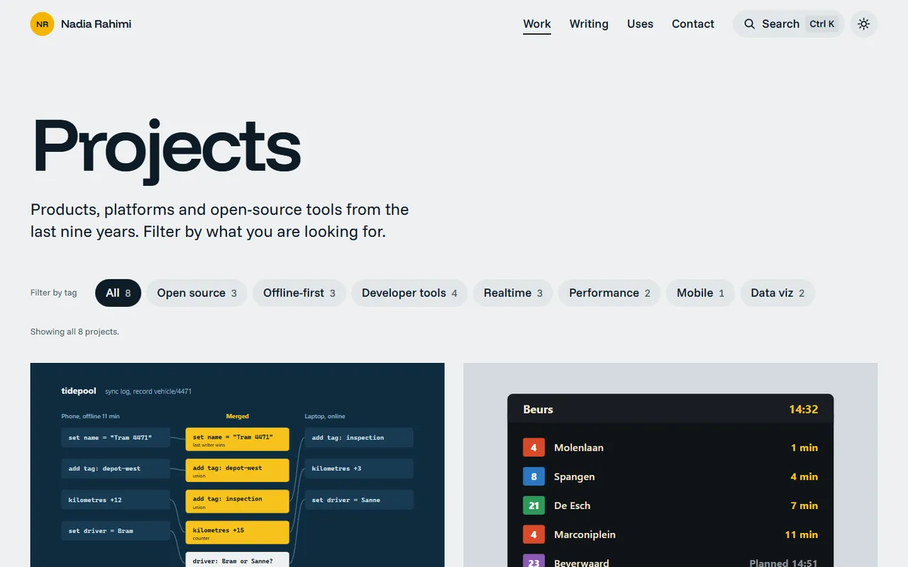 Folio: projects page
