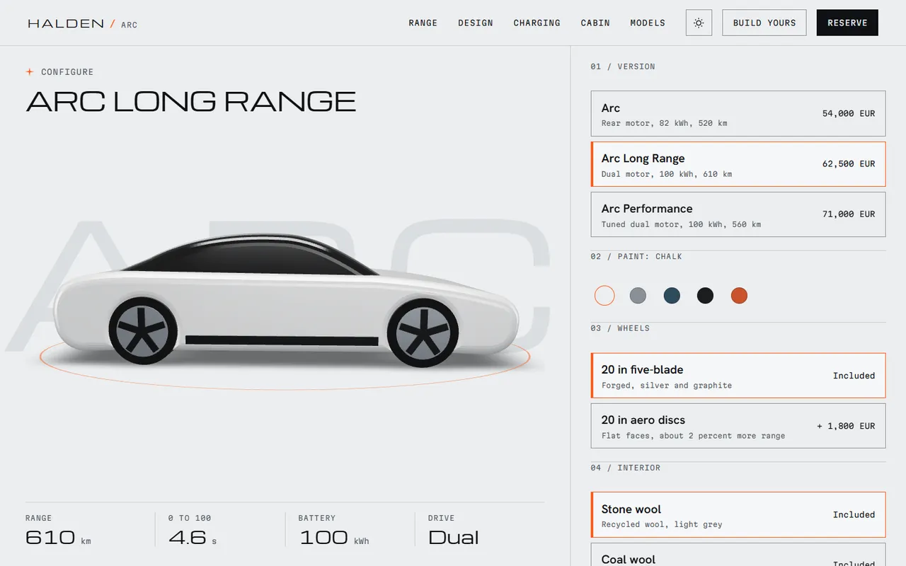 Arc: configure page