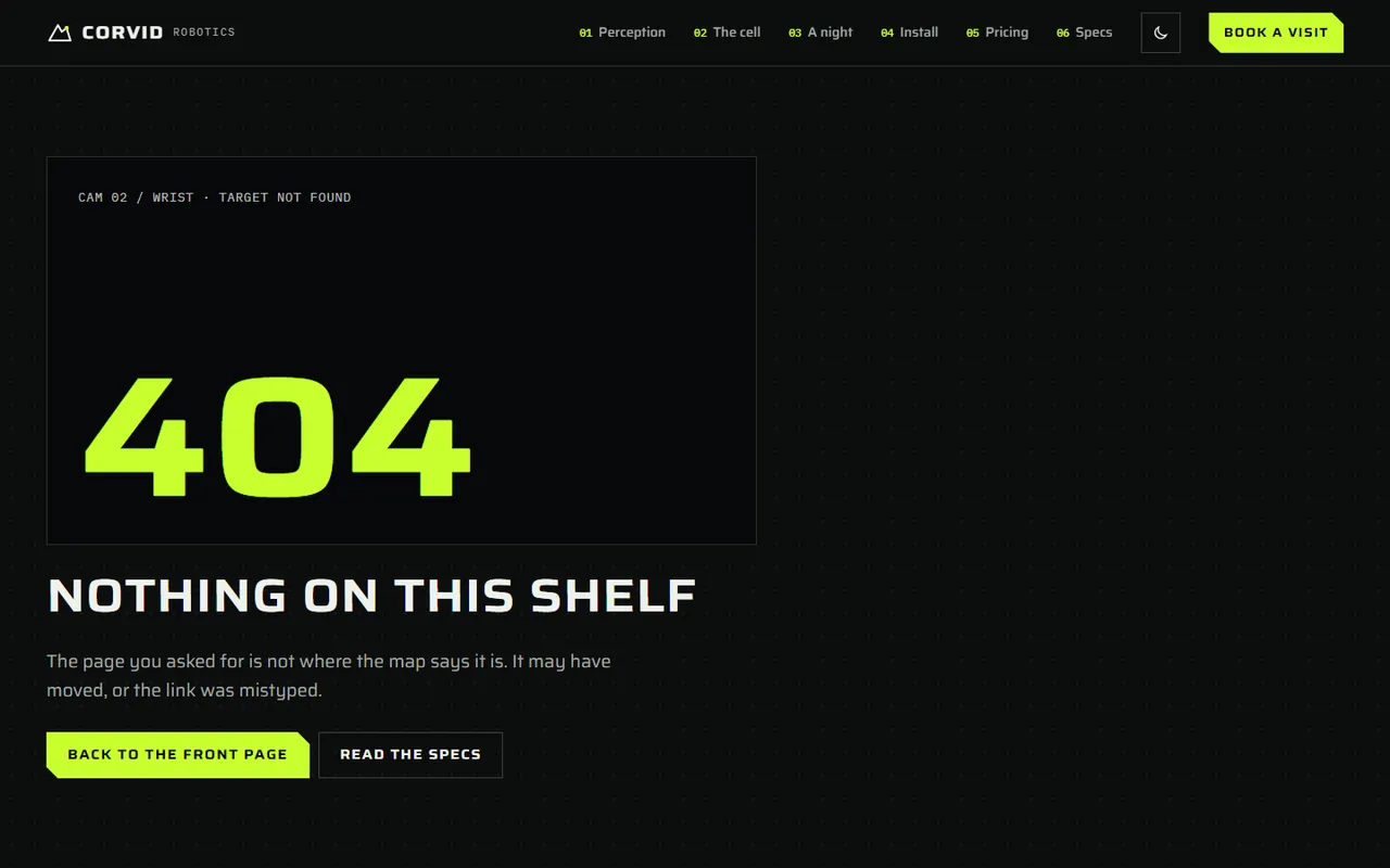 Reach: 404 page, dark theme