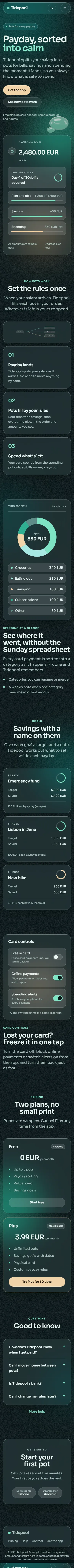 Tidepool on a phone, 390 pixels wide