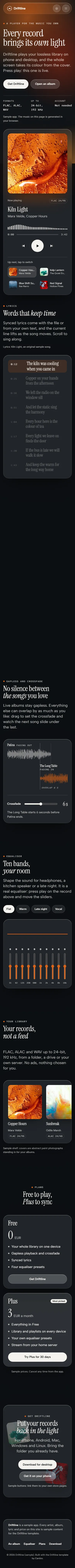 Driftline on a phone, 390 pixels wide