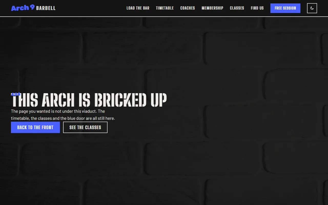 Arch: 404 page, dark theme