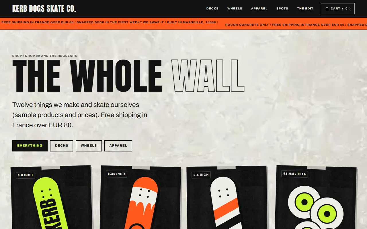 Kerb: shop page