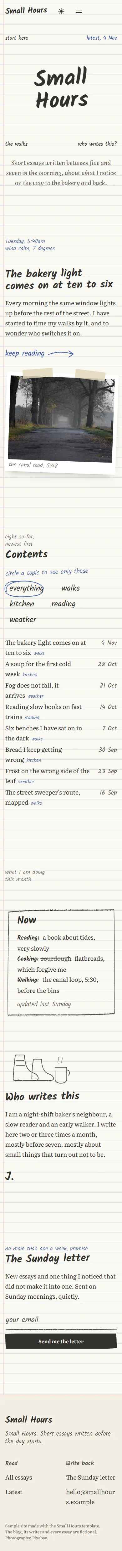 Small Hours on a phone, 390 pixels wide