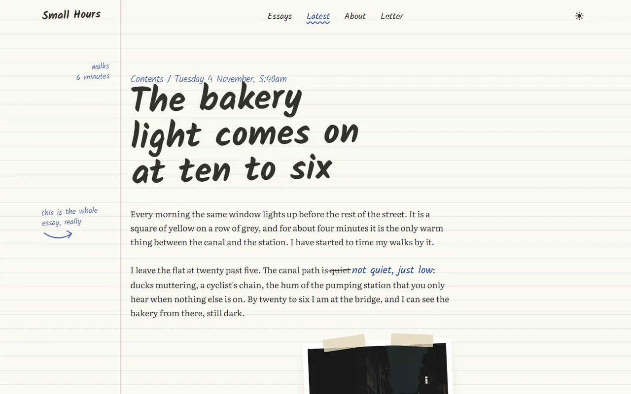 Small Hours: post page