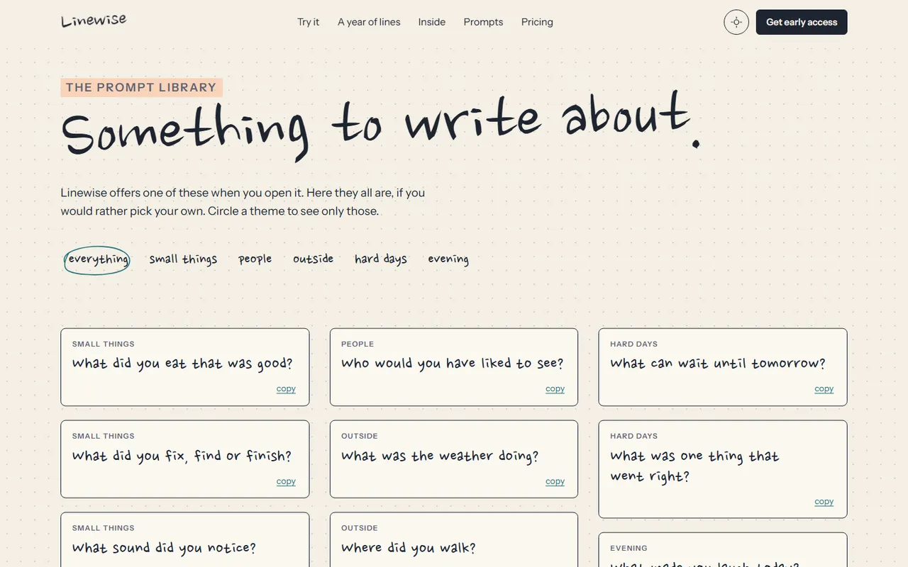 Linewise: prompts page