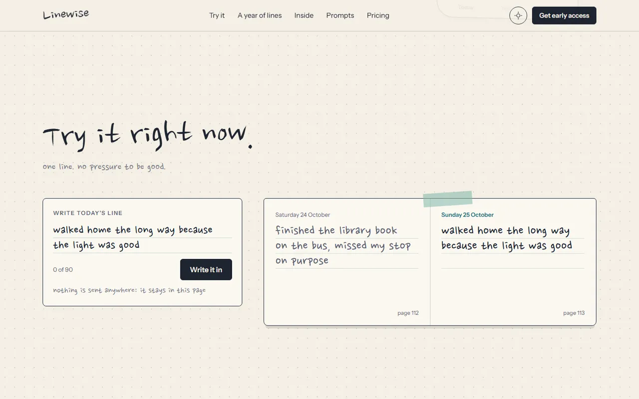 Linewise: tryit page