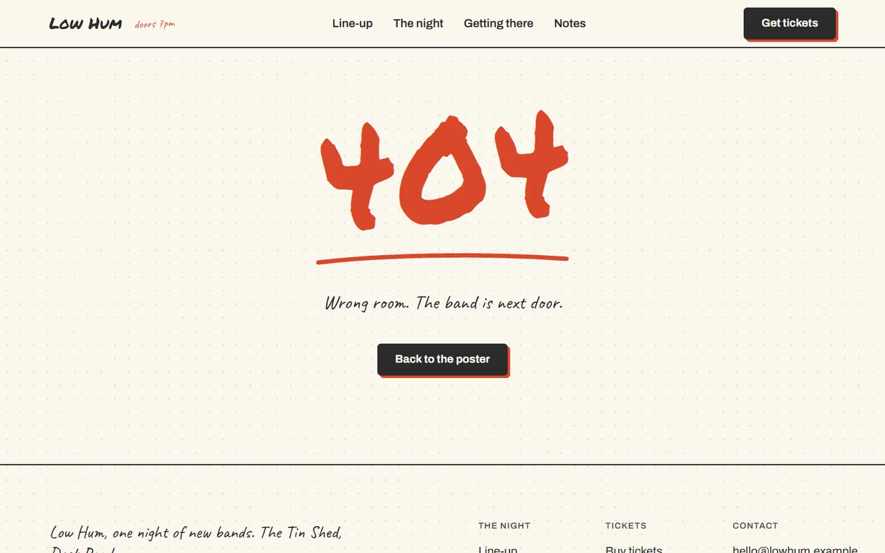 Low Hum: 404 page