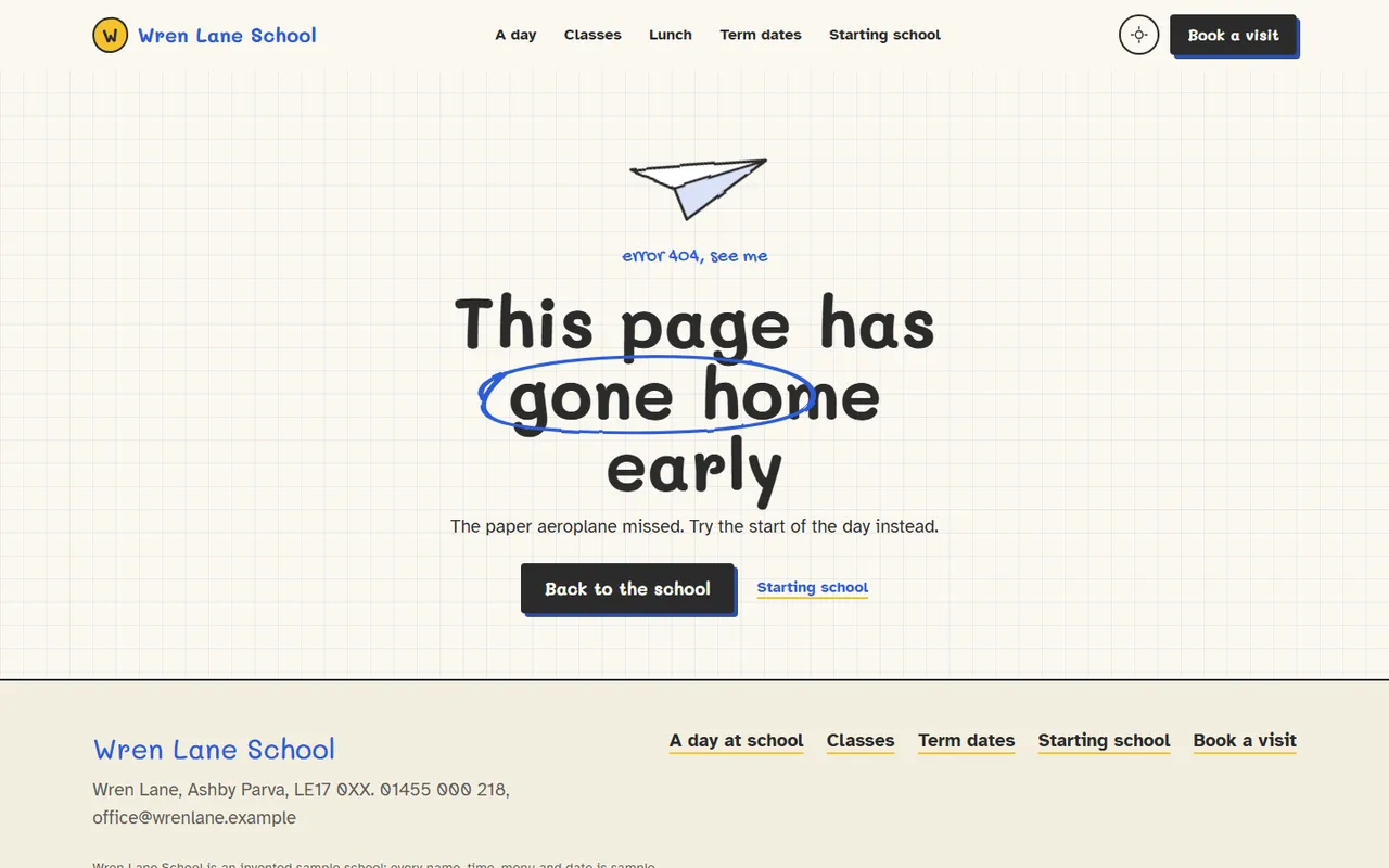 Wren Lane School: 404 page