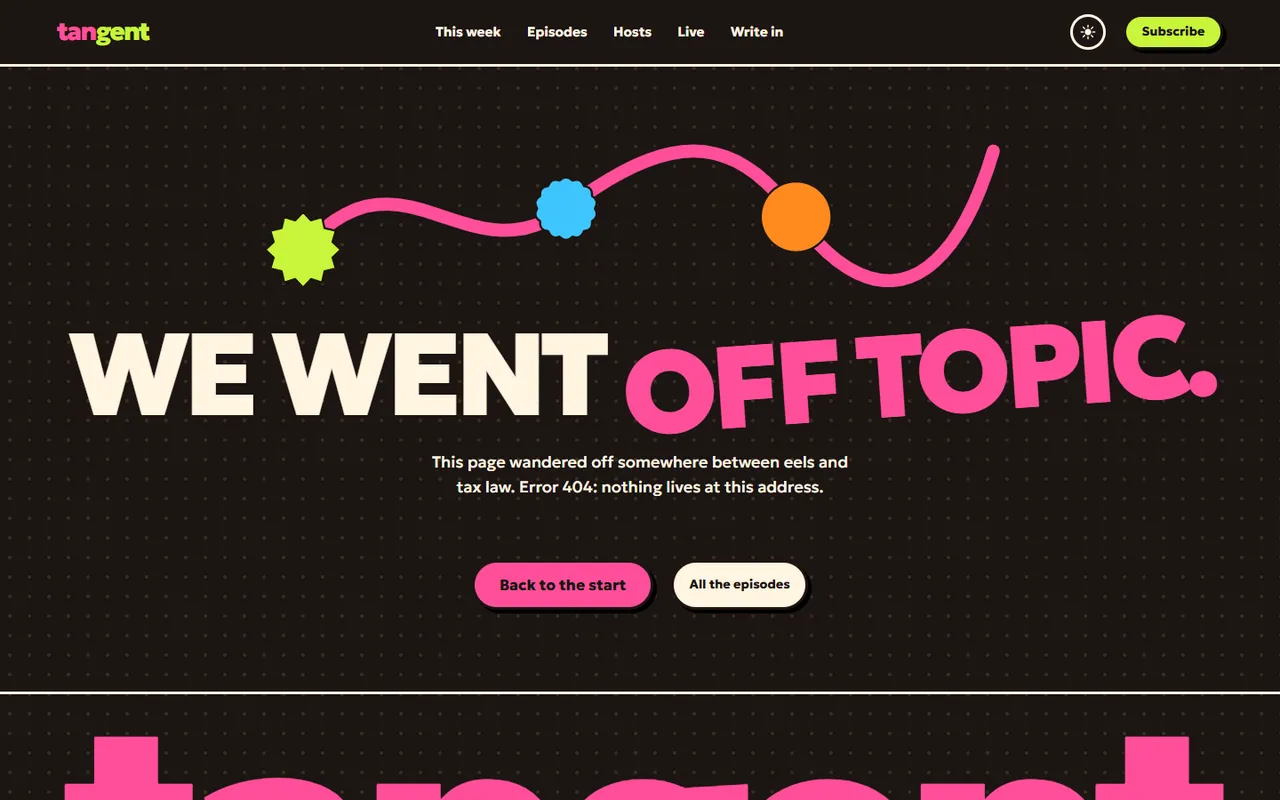 Sidetrack: 404 page, dark theme