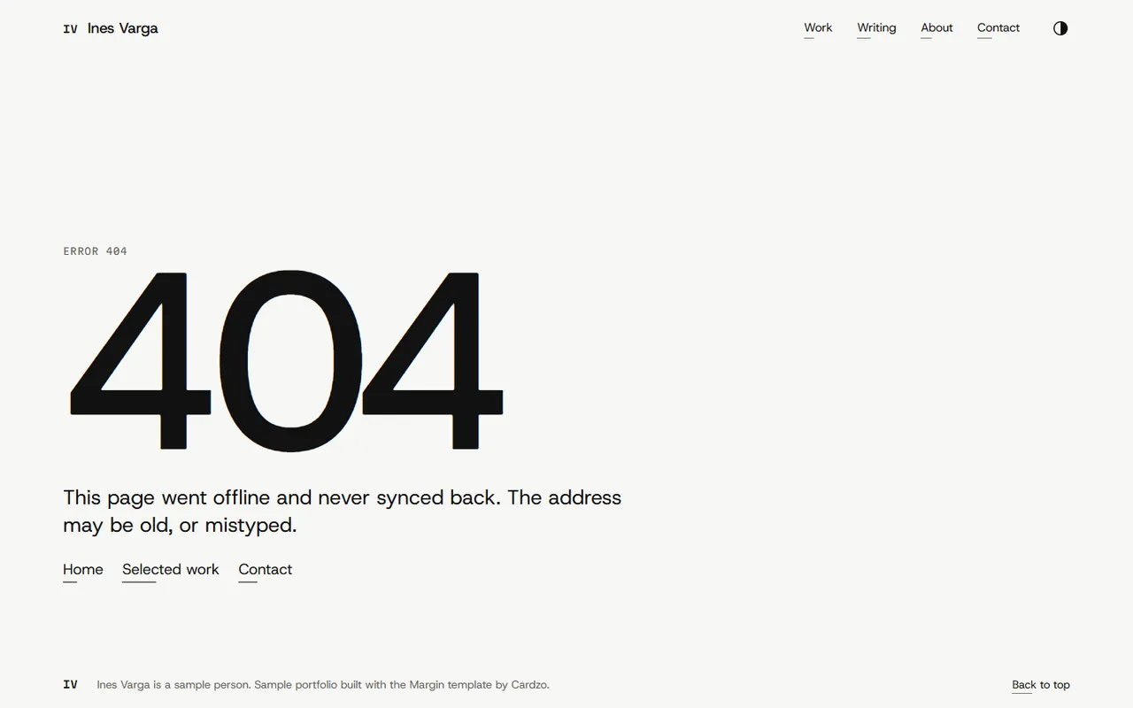 Margin: 404 page