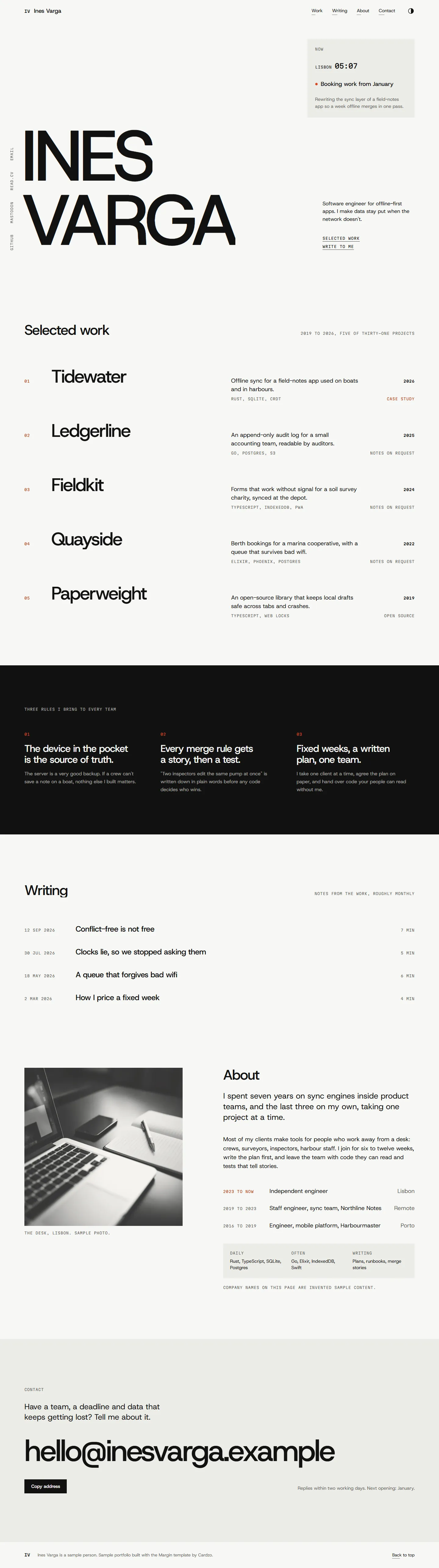 Margin home page, light theme, at 1440 pixels wide