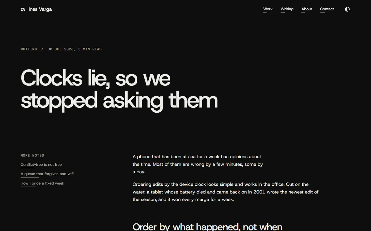 Margin: note page, dark theme