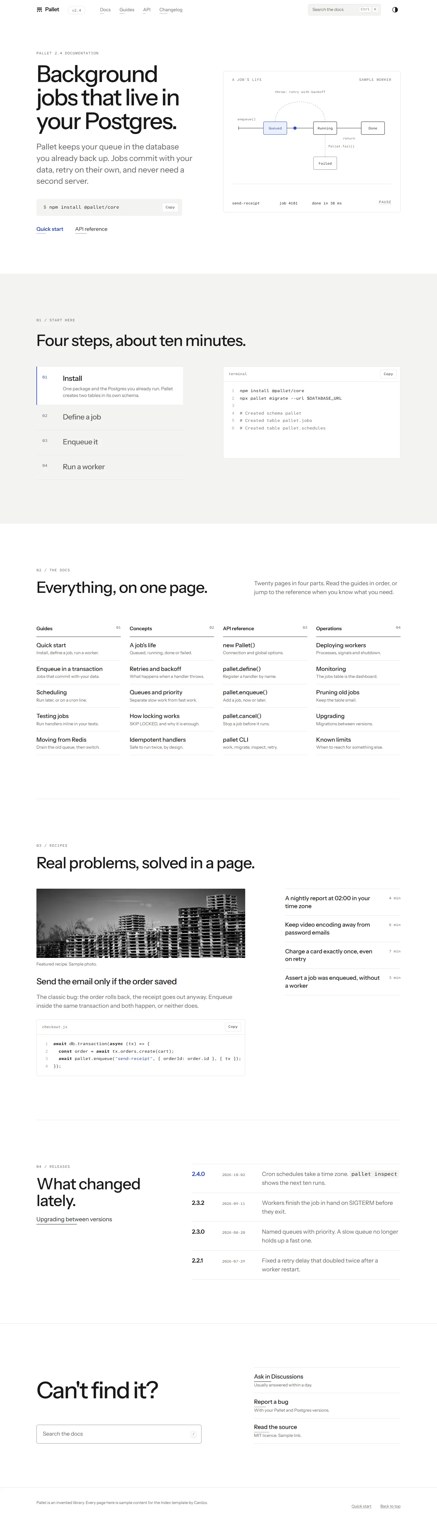Index home page, light theme, at 1440 pixels wide