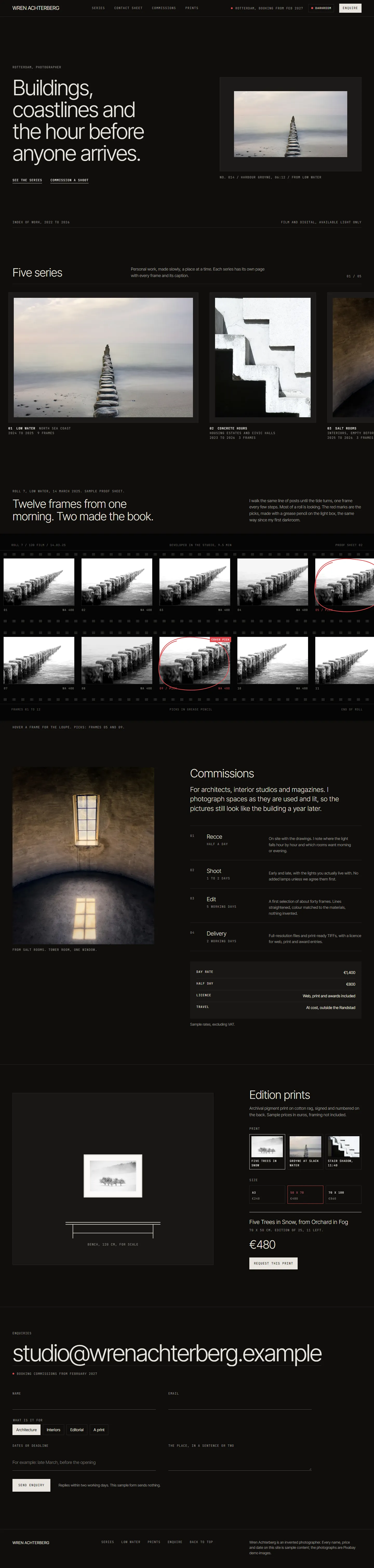 Darkroom home page, dark theme, at 1440 pixels wide