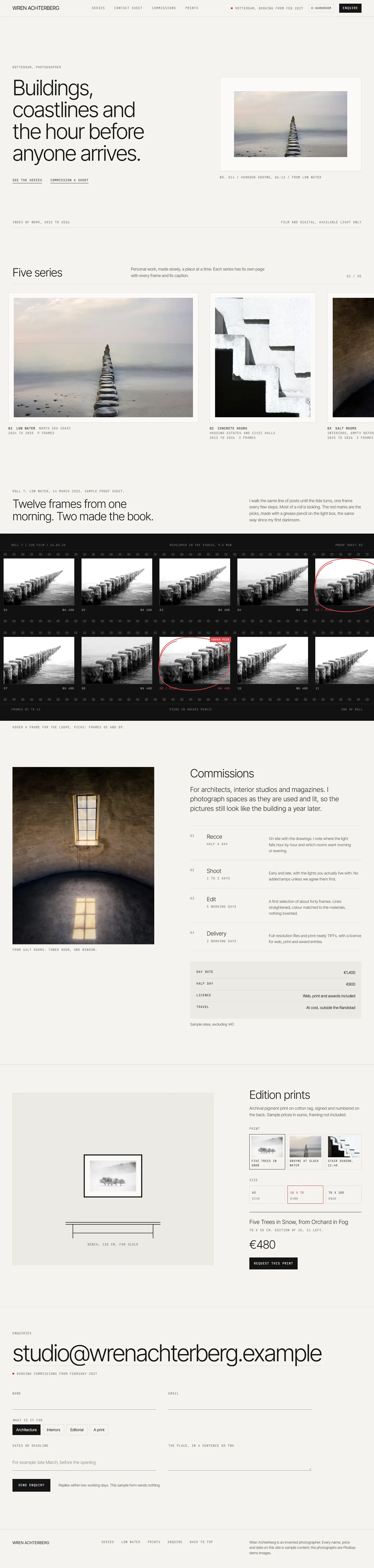 Darkroom home page, light theme, at 1440 pixels wide