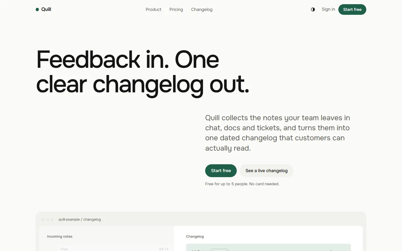 Quiet home page, light theme