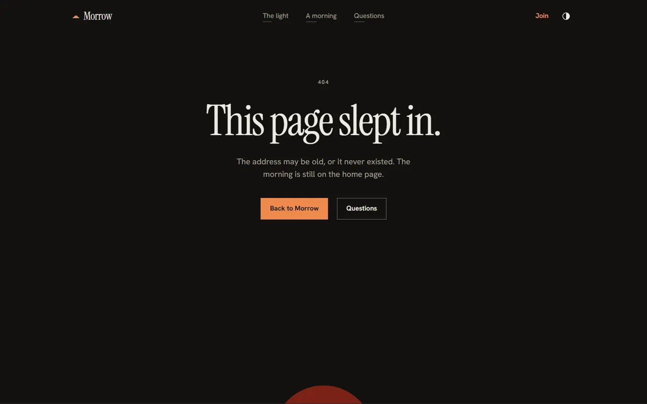 Dawn: 404 page, dark theme