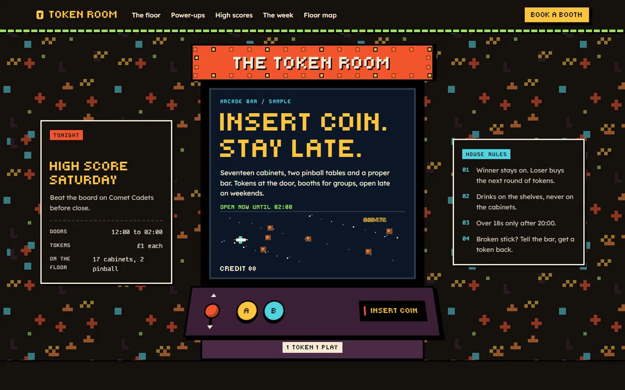 The Token Room home page, light theme