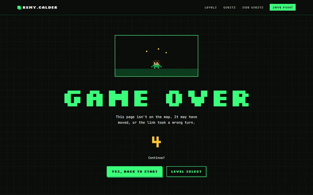 Remy Calder: 404 page, dark theme