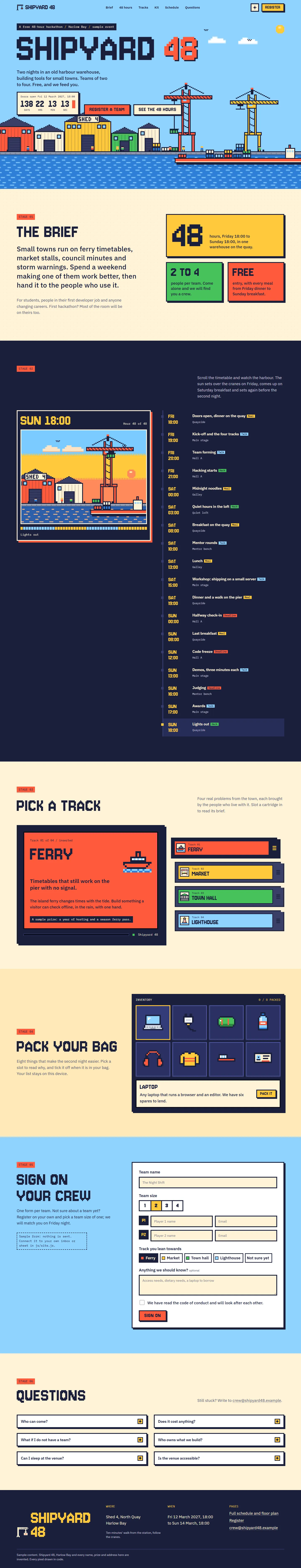 Shipyard 48 home page, light theme, at 1440 pixels wide