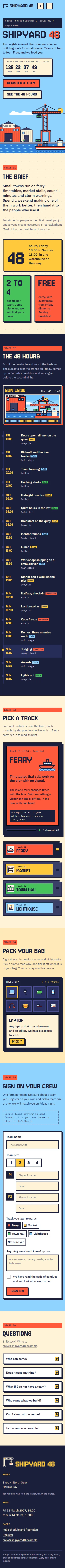 Shipyard 48 on a phone, 390 pixels wide