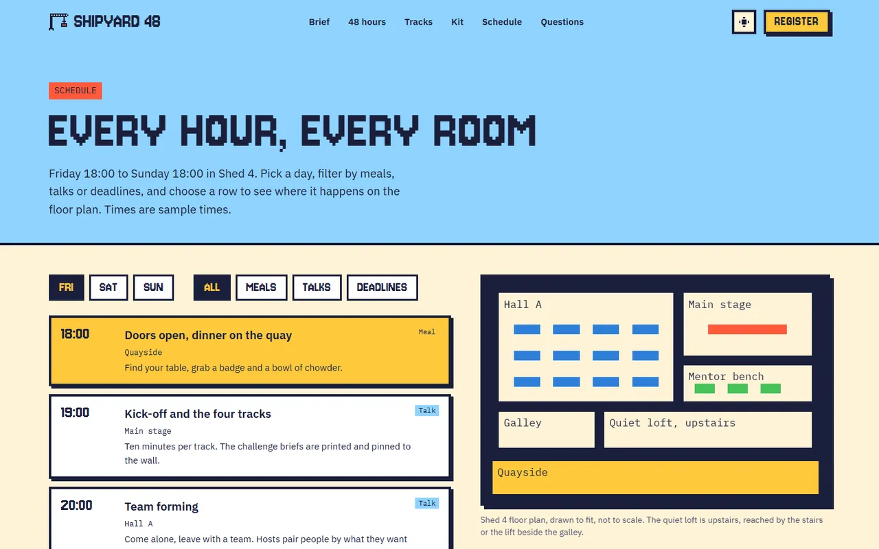 Shipyard 48: schedule page
