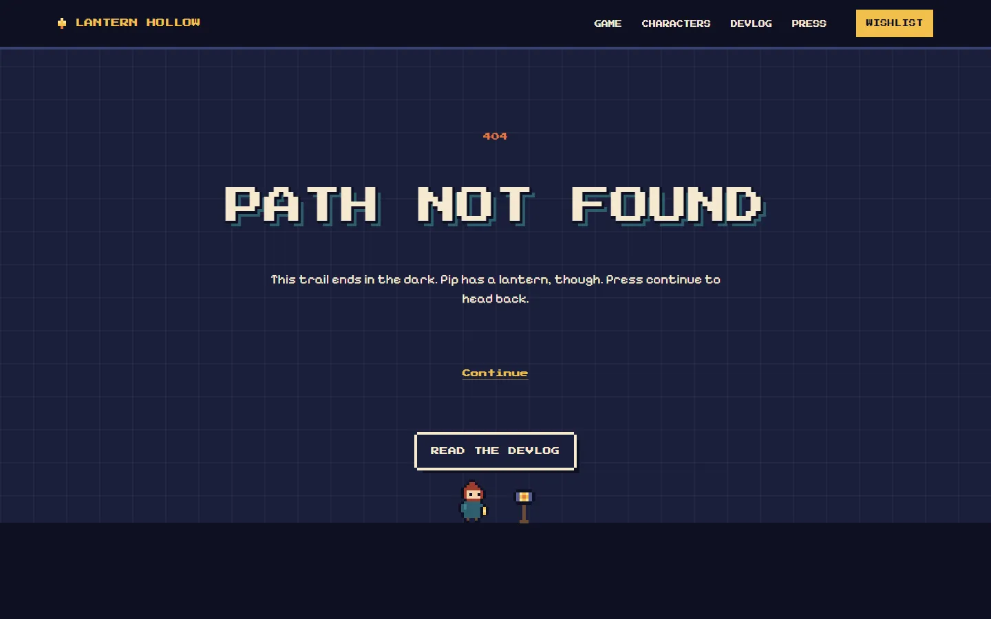 Lantern Hollow home page, light theme, at 1440 pixels wide