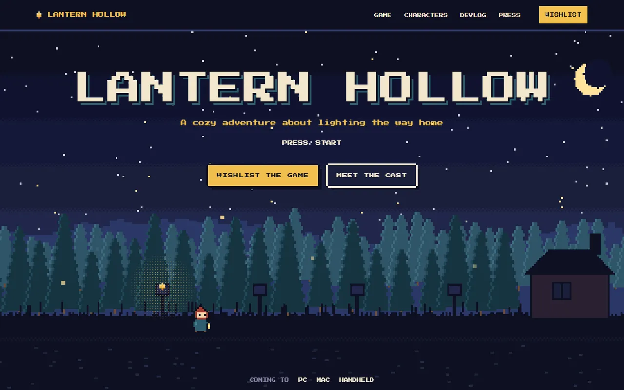 Lantern Hollow: home 1440 night page