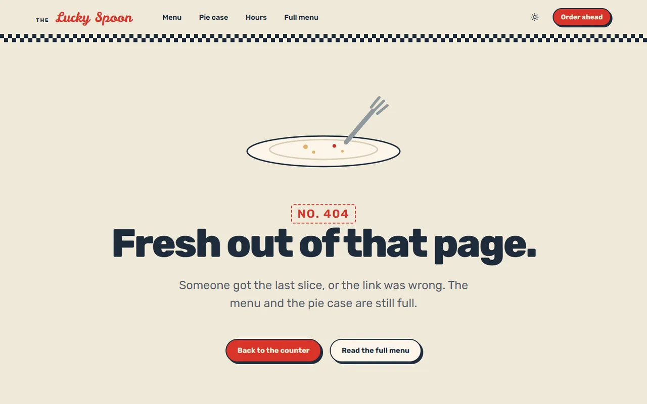The Lucky Spoon: 404 page