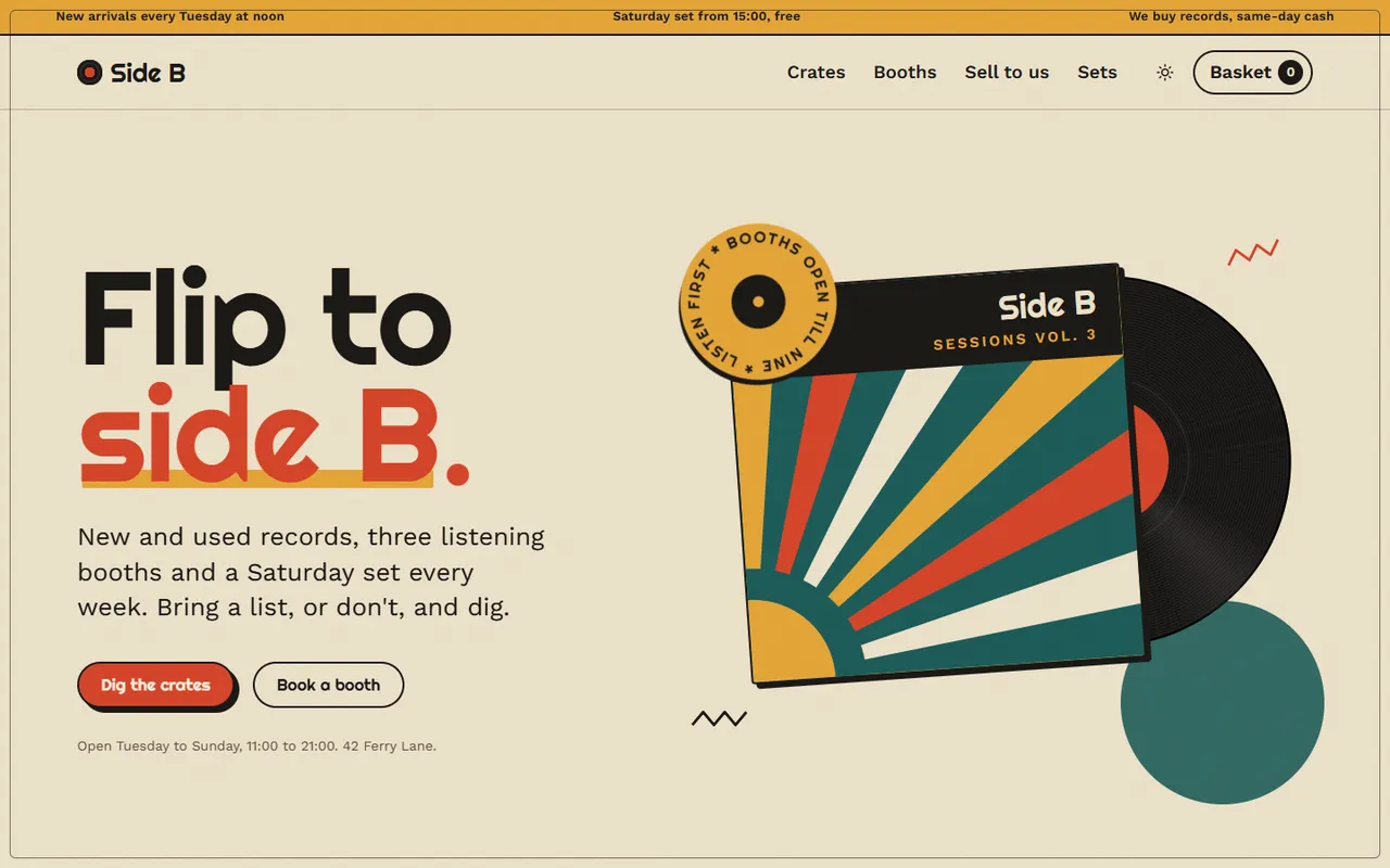 Side B home page, light theme