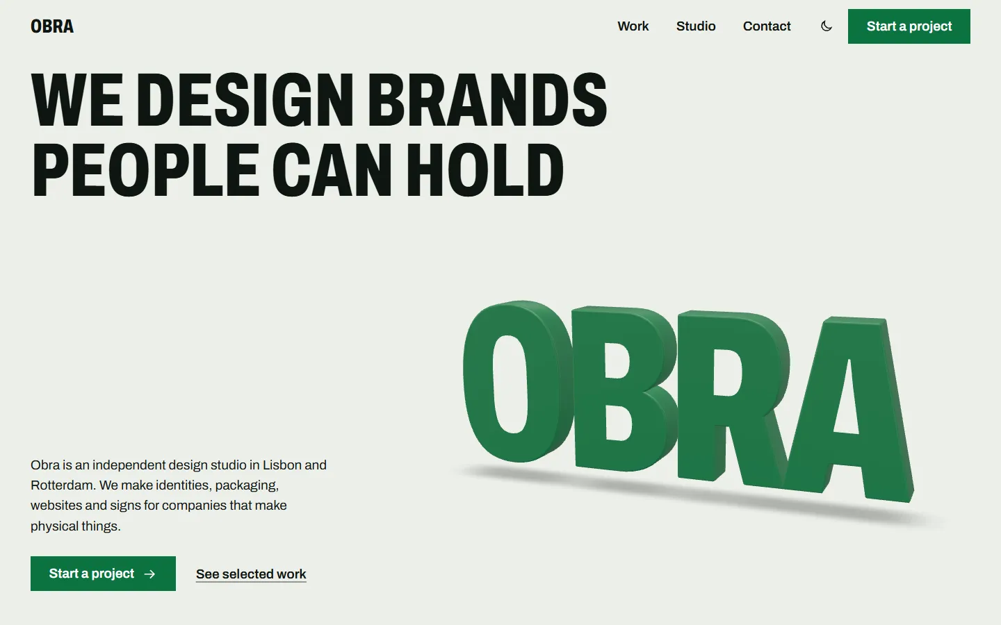 Studio home page, light theme, at 1440 pixels wide