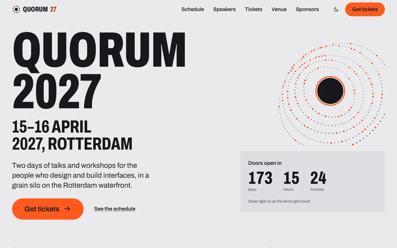 Quorum home page, light theme