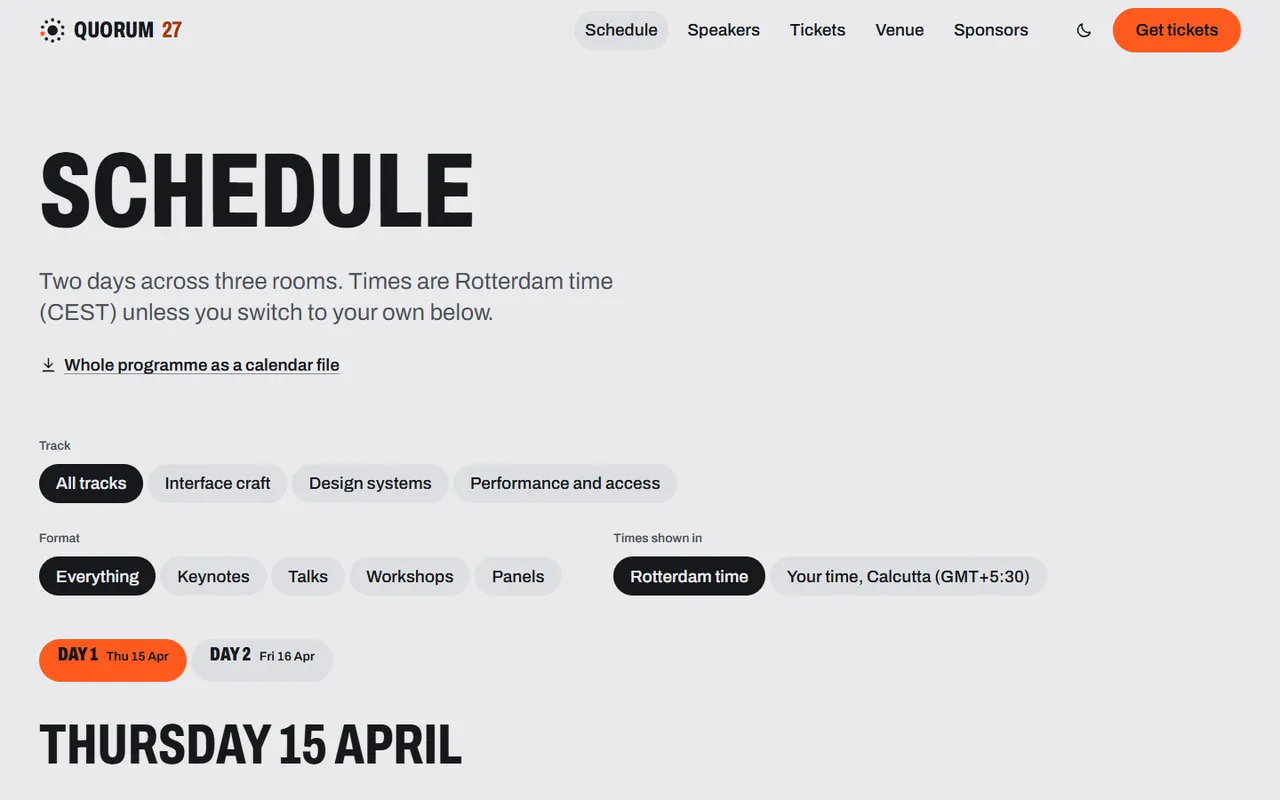 Quorum: schedule page