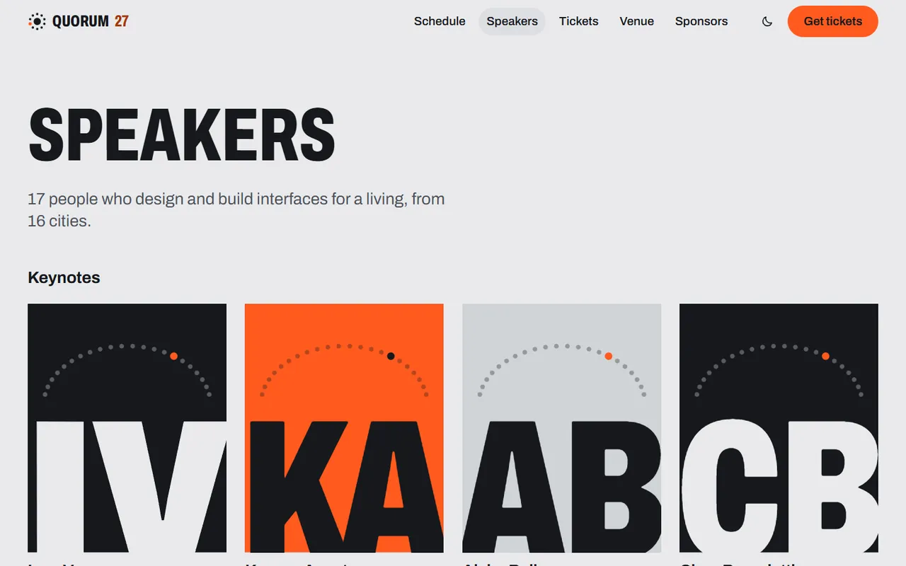 Quorum: speakers page
