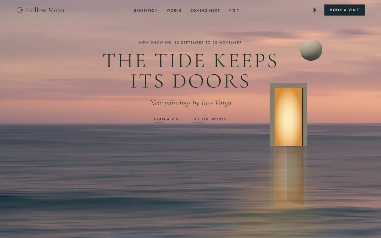 Hollow Moon home page, light theme
